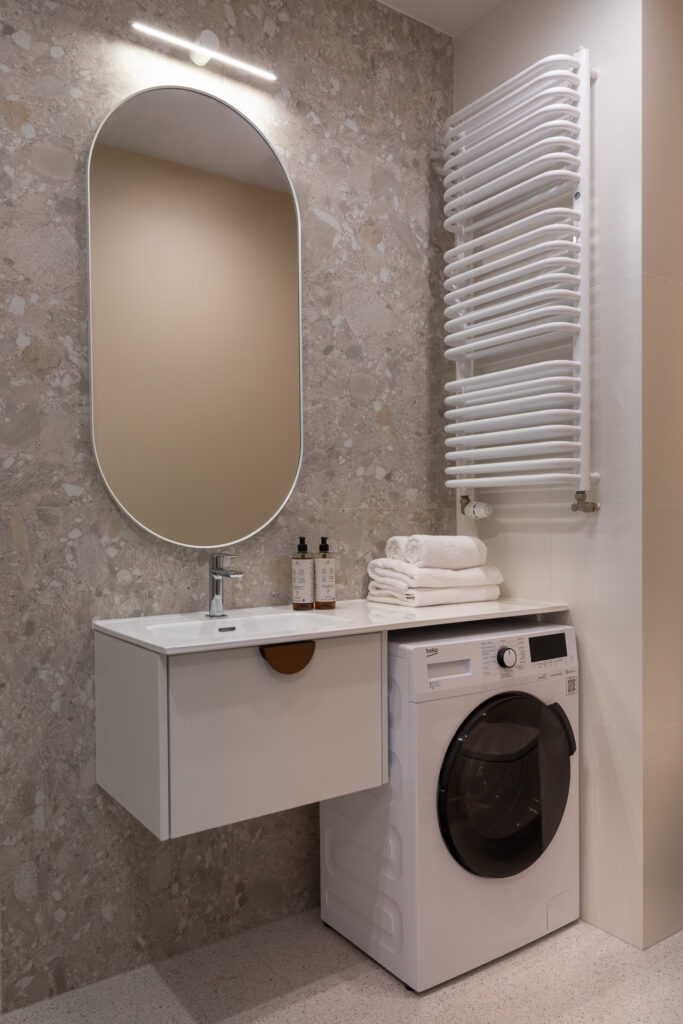 Dostęp do pralko suszarki w każdym apartamencie Trevi.